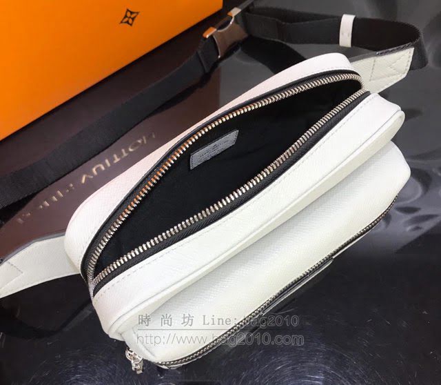 LV腰包 M30247 白色限量版 路易威登Outdoor腰包 LV男胸包 LVTaïga皮革男腰包  ydh2971